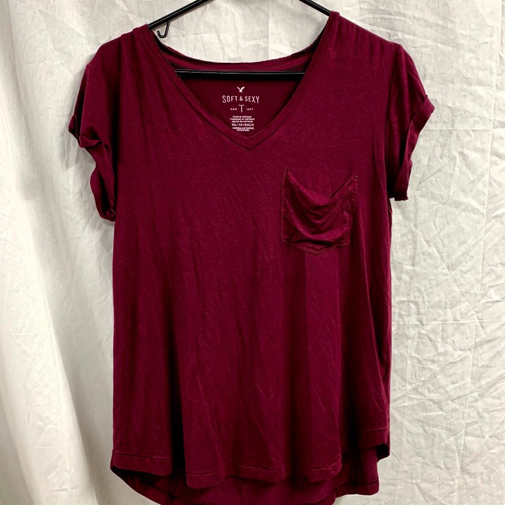 AEO Soft and Sexy Vneck Pocket Tshirt